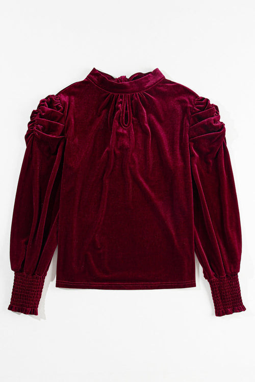 W&H Atelier Ruby Velvet Puff Sleeve Blouse