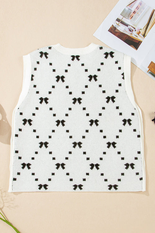 W&H Atelier Bow Pattern Knitted Sweater Vest
