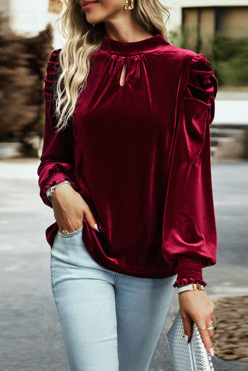 W&H Atelier Ruby Velvet Puff Sleeve Blouse