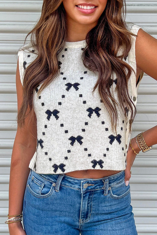 W&H Atelier Bow Pattern Knitted Sweater Vest