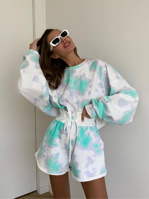 W&H Atelier Mint Tie-Dye Lounge Set
