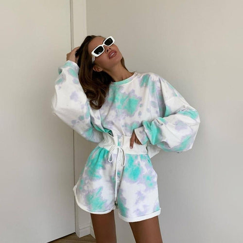 W&H Atelier Mint Tie-Dye Lounge Set