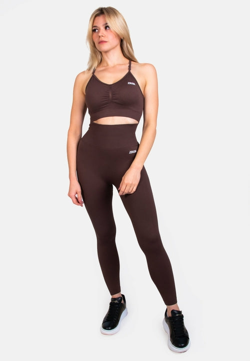 W&H Atelier Espresso Seamless Sports Bra