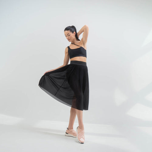 W&H Atelier Black Pleated Mesh Skirt