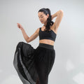 W&H Atelier Black Pleated Mesh Skirt
